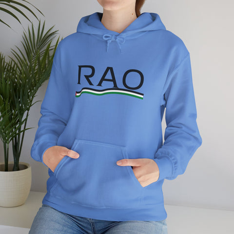 RAO Resistance Against Oppression Unisex Hoodie | Black RAO Letters with Palestinian Map & Flag Ribbon | Cultural Streetwear, Eco-Friendly Hoodie