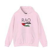 RAO Resistance Against Oppression Unisex Hoodie | Center Logo with Palestinian Flag | Cultural Streetwear, Eco-Friendly & Comfortable Hoodie