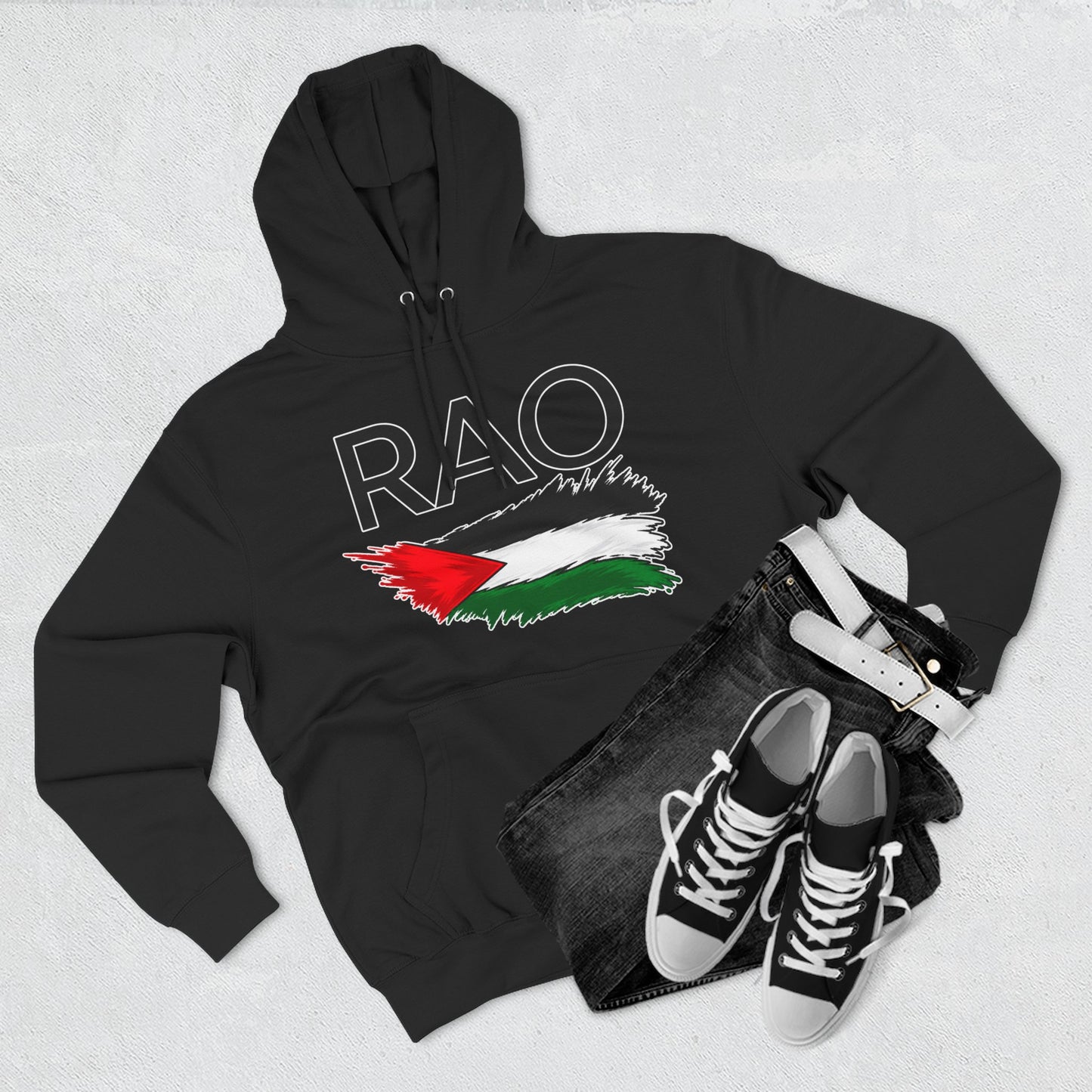 Palestine Flag Hoodie – Brushstroke Palestinian Streetwear | RAO