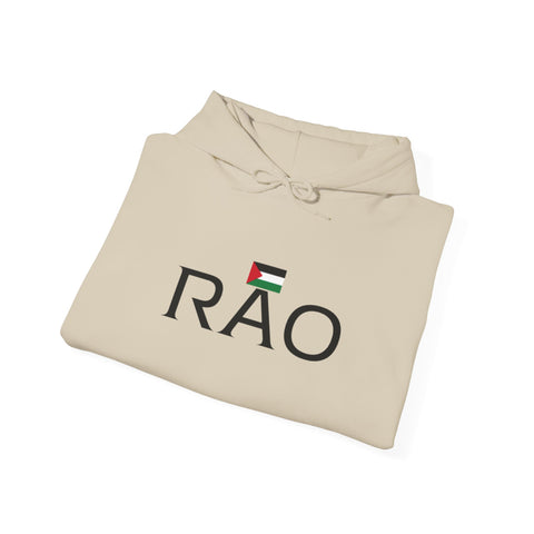 RAO Resistance Against Oppression Unisex Hoodie | Center Chest Design with Horizontal Palestinian Flag & RAO Letters | Bold Streetwear Statement