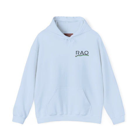 RAO Resistance Against Oppression Unisex Hoodie | Small Left Chest Logo with Palestinian Map & Flag Ribbon | Eco-Friendly Cultural Streetwear