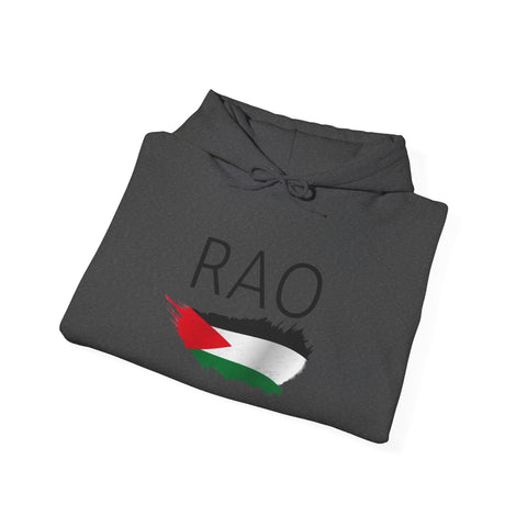 RAO Resistance Against Oppression Unisex Hoodie | Center Logo with Palestinian Flag | Cultural Streetwear, Eco-Friendly & Comfortable Hoodie