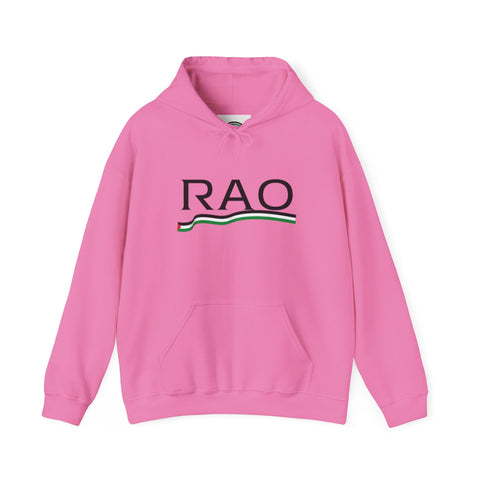 RAO Resistance Against Oppression Unisex Hoodie | Black RAO Letters with Palestinian Map & Flag Ribbon | Cultural Streetwear, Eco-Friendly Hoodie