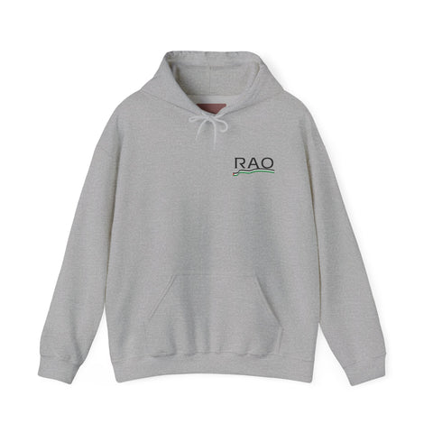 RAO Resistance Against Oppression Unisex Hoodie | Small Left Chest Logo with Palestinian Map & Flag Ribbon | Eco-Friendly Cultural Streetwear