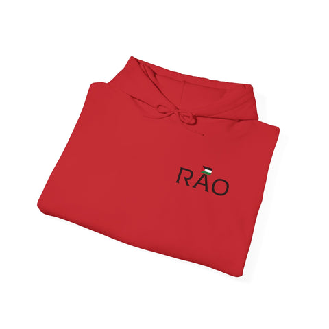 RAO Resistance Against Oppression Unisex Hoodie | Left Chest Logo with Horizontal Palestinian Flag & RAO Letters | Cultural Streetwear, Eco-Friendly Comfort