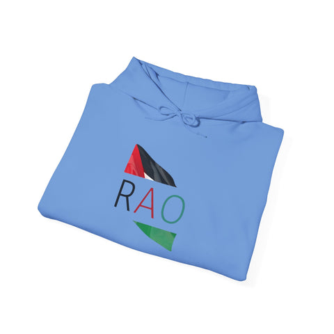 Stylish Unisex Hooded Sweatshirt with RAO Graphic, Cozy Pullover, Casual Gift, Streetwear, Everyday Wear, Unique Design