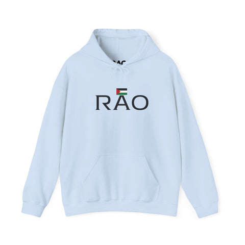 RAO Resistance Against Oppression Unisex Hoodie | Center Chest Design with Horizontal Palestinian Flag & RAO Letters | Bold Streetwear Statement