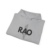 RAO Graphic Unisex Hoodie | Black Logo with Kufiya Map Design | Cultural Streetwear, Comfortable Eco-Friendly Hoodie