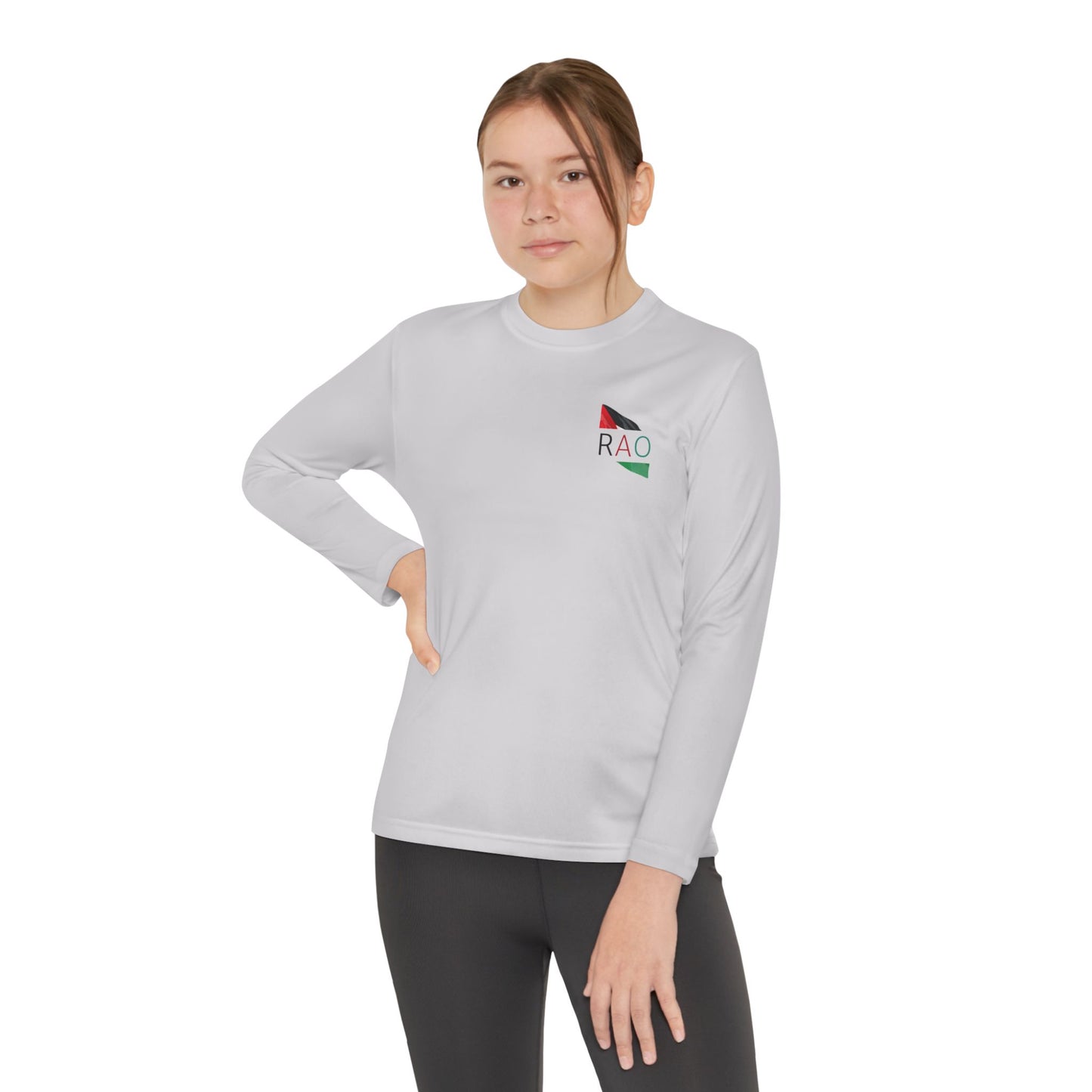 RAO Palestinian Youth Long Sleeve Performance Shirt – Kids Palestine Heritage Athletic Tee