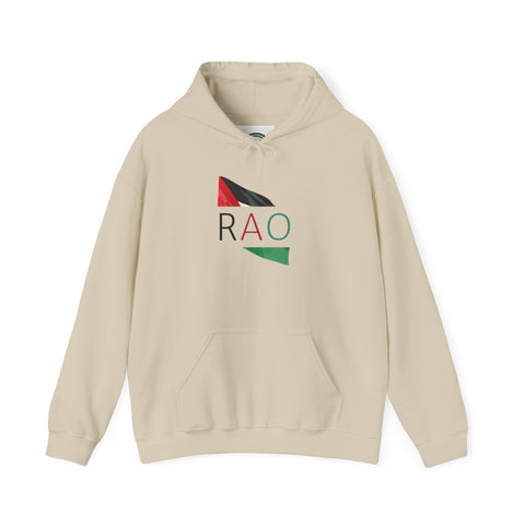 Stylish Unisex Hooded Sweatshirt with RAO Graphic, Cozy Pullover, Casual Gift, Streetwear, Everyday Wear, Unique Design