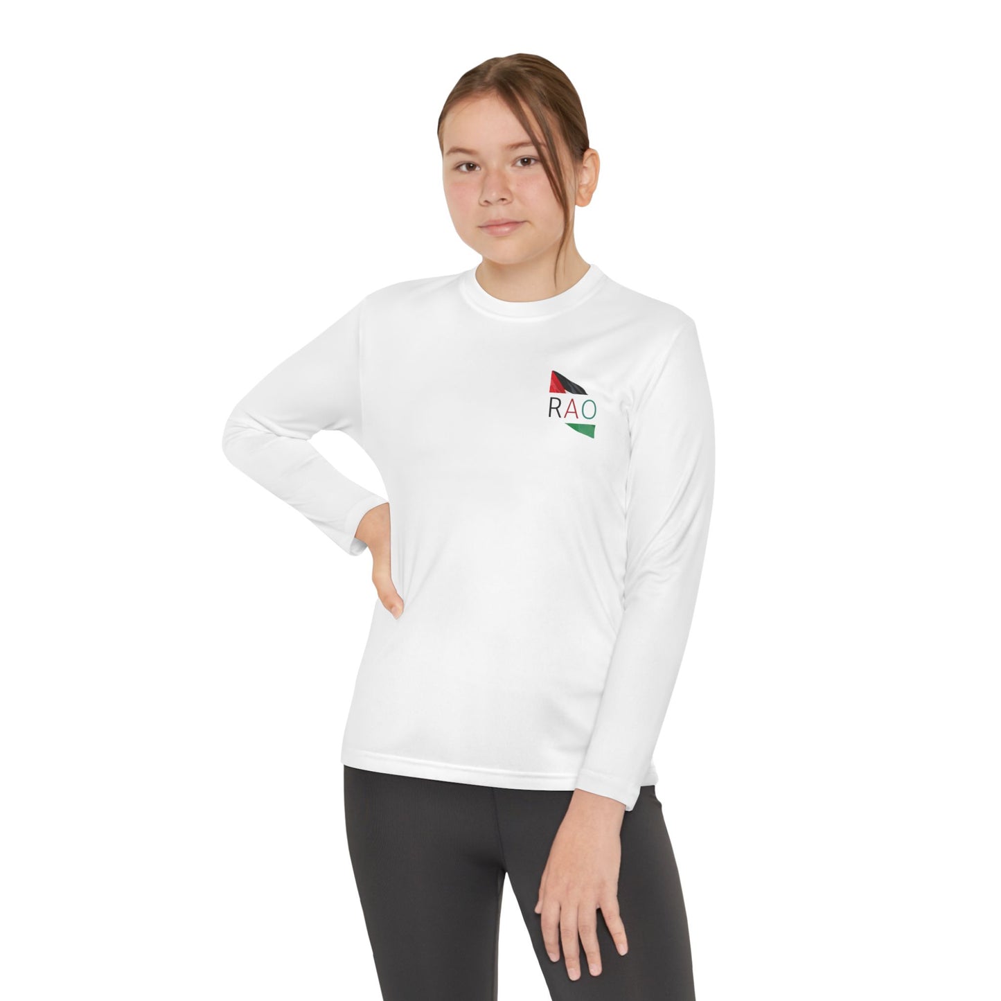 RAO Palestinian Youth Long Sleeve Performance Shirt – Kids Palestine Heritage Athletic Tee
