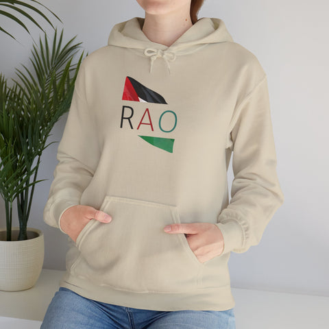 Stylish Unisex Hooded Sweatshirt with RAO Graphic, Cozy Pullover, Casual Gift, Streetwear, Everyday Wear, Unique Design