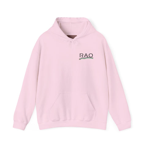 RAO Resistance Against Oppression Unisex Hoodie | Small Left Chest Logo with Palestinian Map & Flag Ribbon | Eco-Friendly Cultural Streetwear