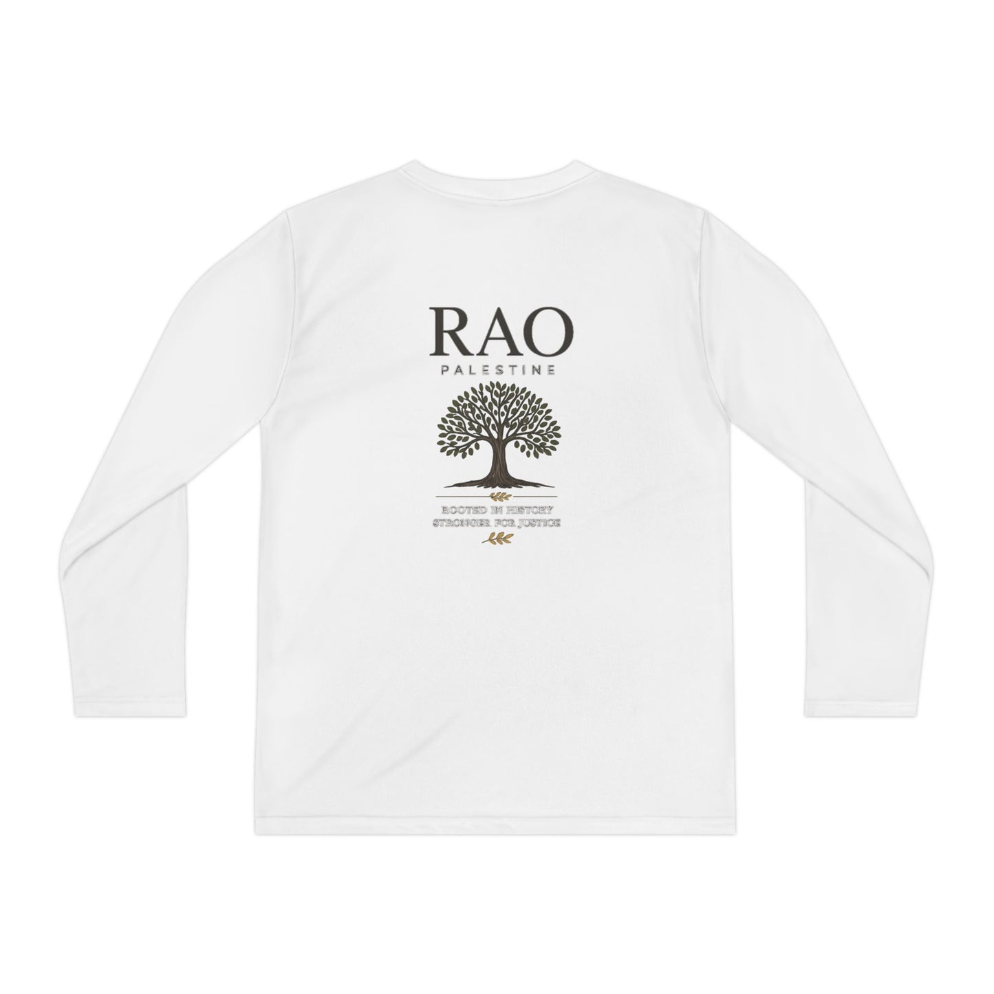 RAO Palestinian Youth Long Sleeve Performance Shirt – Kids Palestine Heritage Athletic Tee
