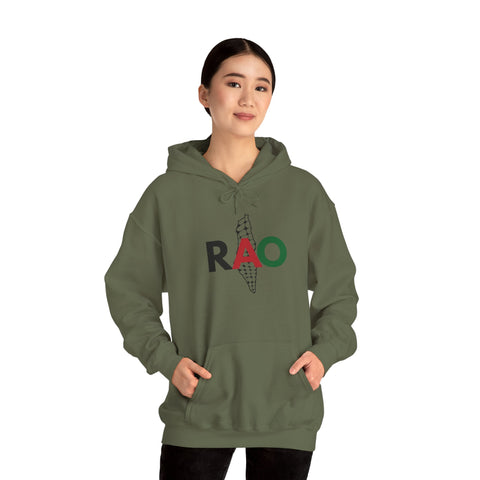 RAO Resistance Against Oppression Unisex Hoodie | Palestinian RAO & Kufya Map Graphic | Cultural Streetwear, Eco-Friendly, Comfortable Hoodie