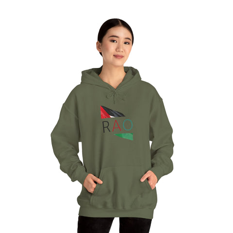 Stylish Unisex Hooded Sweatshirt with RAO Graphic, Cozy Pullover, Casual Gift, Streetwear, Everyday Wear, Unique Design