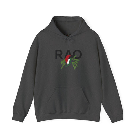 RAO Unisex Hoodie | Resistance Against Oppression Logo with Olive Leaves | Cultural Streetwear, Comfortable Eco-Friendly Fashion