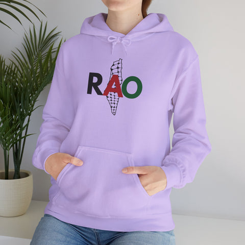 RAO Resistance Against Oppression Unisex Hoodie | Palestinian RAO & Kufya Map Graphic | Cultural Streetwear, Eco-Friendly, Comfortable Hoodie