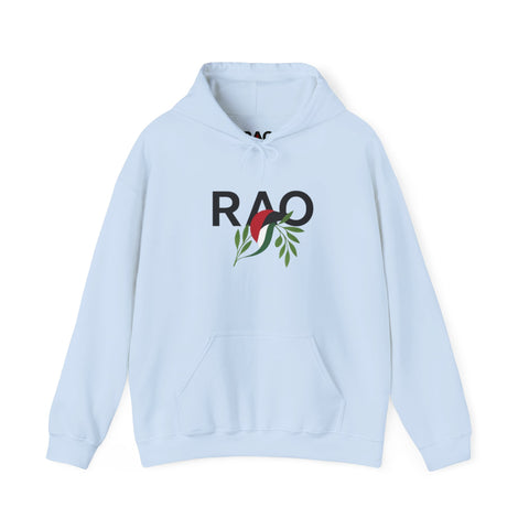 RAO Unisex Hoodie | Resistance Against Oppression Logo with Olive Leaves | Cultural Streetwear, Comfortable Eco-Friendly Fashion