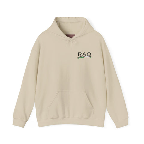 RAO Resistance Against Oppression Unisex Hoodie | Small Left Chest Logo with Palestinian Map & Flag Ribbon | Eco-Friendly Cultural Streetwear