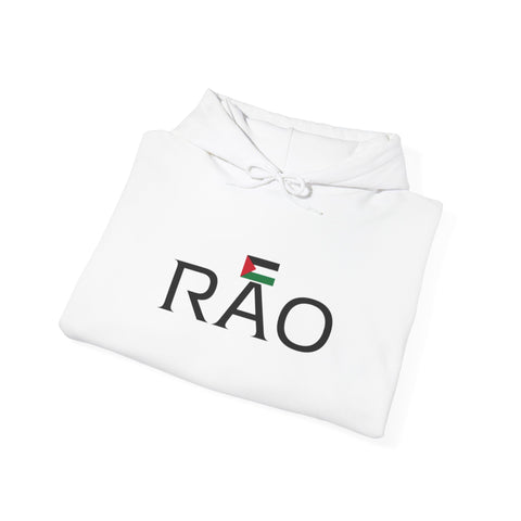 RAO Resistance Against Oppression Unisex Hoodie | Center Chest Design with Horizontal Palestinian Flag & RAO Letters | Bold Streetwear Statement