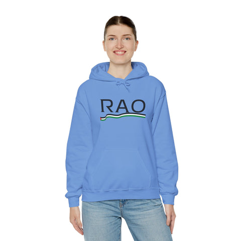 RAO Resistance Against Oppression Unisex Hoodie | Black RAO Letters with Palestinian Map & Flag Ribbon | Cultural Streetwear, Eco-Friendly Hoodie