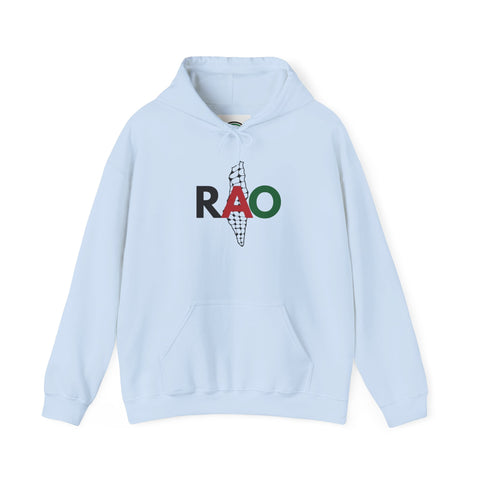 RAO Resistance Against Oppression Unisex Hoodie | Palestinian RAO & Kufya Map Graphic | Cultural Streetwear, Eco-Friendly, Comfortable Hoodie