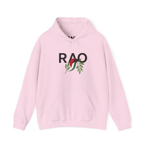RAO Unisex Hoodie | Resistance Against Oppression Logo with Olive Leaves | Cultural Streetwear, Comfortable Eco-Friendly Fashion