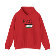 RAO Resistance Against Oppression Unisex Hoodie | Center Logo with Palestinian Flag | Cultural Streetwear, Eco-Friendly & Comfortable Hoodie