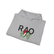 RAO Unisex Hoodie | Resistance Against Oppression Logo with Olive Leaves | Cultural Streetwear, Comfortable Eco-Friendly Fashion