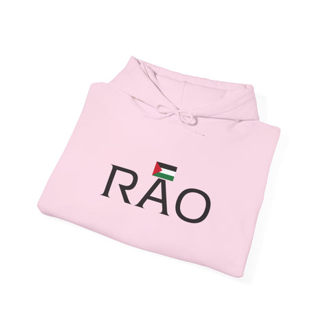 RAO Resistance Against Oppression Unisex Hoodie | Center Chest Design with Horizontal Palestinian Flag & RAO Letters | Bold Streetwear Statement