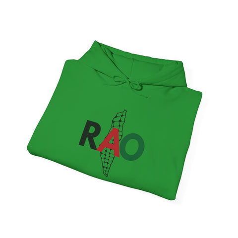 RAO Resistance Against Oppression Unisex Hoodie | Palestinian RAO & Kufya Map Graphic | Cultural Streetwear, Eco-Friendly, Comfortable Hoodie
