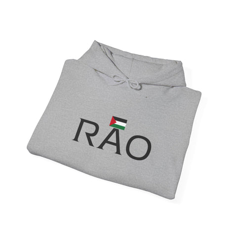 RAO Resistance Against Oppression Unisex Hoodie | Center Chest Design with Horizontal Palestinian Flag & RAO Letters | Bold Streetwear Statement