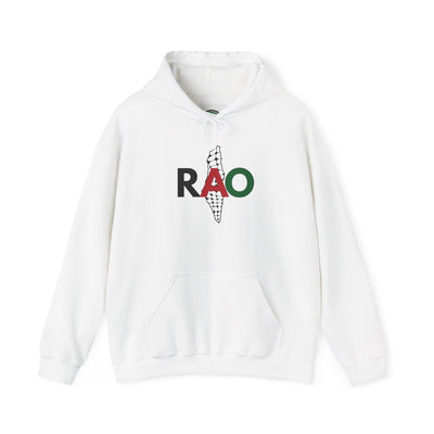 RAO Resistance Against Oppression Unisex Hoodie | Palestinian RAO & Kufya Map Graphic | Cultural Streetwear, Eco-Friendly, Comfortable Hoodie