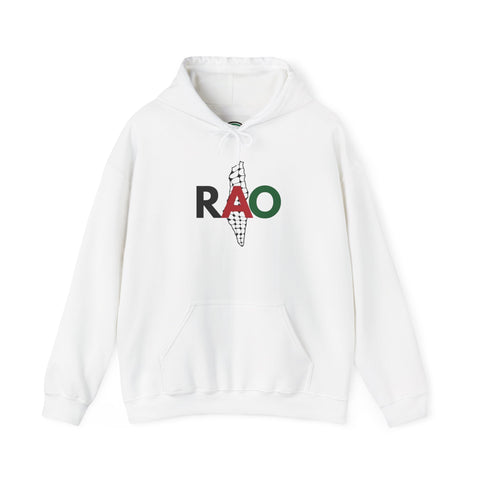 RAO Resistance Against Oppression Unisex Hoodie | Palestinian RAO & Kufya Map Graphic | Cultural Streetwear, Eco-Friendly, Comfortable Hoodie