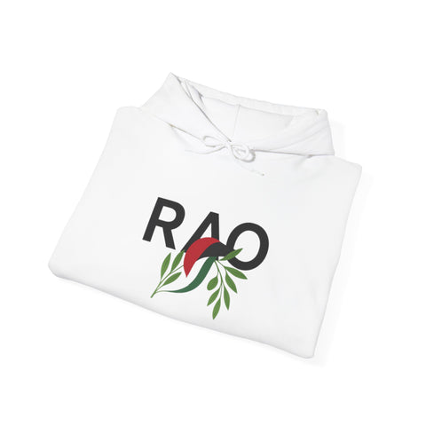 RAO Unisex Hoodie | Resistance Against Oppression Logo with Olive Leaves | Cultural Streetwear, Comfortable Eco-Friendly Fashion