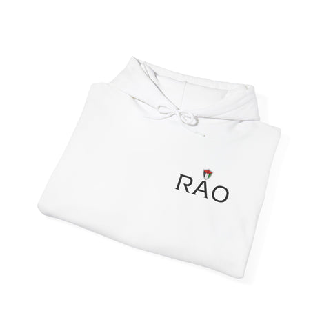 RAO Resistance Against Oppression Unisex Hoodie | Small Left Chest Logo with Palestinian Shield Flag & Map Design | Eco-Friendly Cultural Streetwear