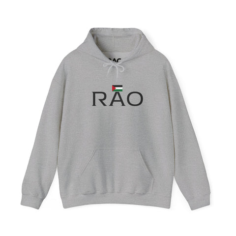 RAO Resistance Against Oppression Unisex Hoodie | Center Chest Design with Horizontal Palestinian Flag & RAO Letters | Bold Streetwear Statement