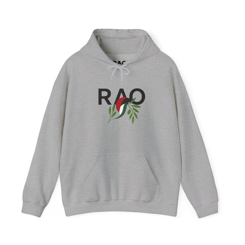 RAO Unisex Hoodie | Resistance Against Oppression Logo with Olive Leaves | Cultural Streetwear, Comfortable Eco-Friendly Fashion