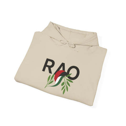 RAO Unisex Hoodie | Resistance Against Oppression Logo with Olive Leaves | Cultural Streetwear, Comfortable Eco-Friendly Fashion