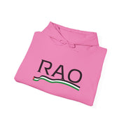 RAO Resistance Against Oppression Unisex Hoodie | Black RAO Letters with Palestinian Map & Flag Ribbon | Cultural Streetwear, Eco-Friendly Hoodie