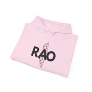 RAO Graphic Unisex Hoodie | Black Logo with Kufiya Map Design | Cultural Streetwear, Comfortable Eco-Friendly Hoodie