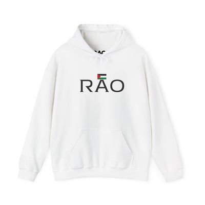 RAO Resistance Against Oppression Unisex Hoodie | Center Chest Design with Horizontal Palestinian Flag & RAO Letters | Bold Streetwear Statement
