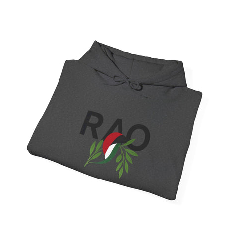 RAO Unisex Hoodie | Resistance Against Oppression Logo with Olive Leaves | Cultural Streetwear, Comfortable Eco-Friendly Fashion