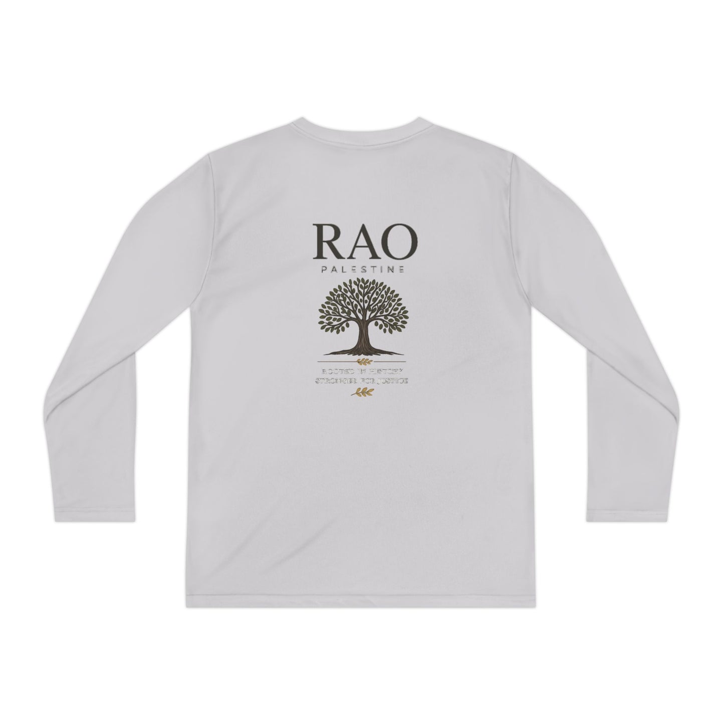 RAO Palestinian Youth Long Sleeve Performance Shirt – Kids Palestine Heritage Athletic Tee