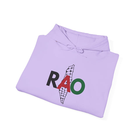 RAO Resistance Against Oppression Unisex Hoodie | Palestinian RAO & Kufya Map Graphic | Cultural Streetwear, Eco-Friendly, Comfortable Hoodie
