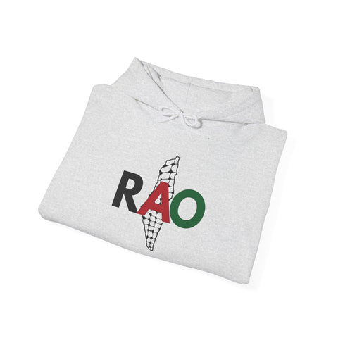 RAO Resistance Against Oppression Unisex Hoodie | Palestinian RAO & Kufya Map Graphic | Cultural Streetwear, Eco-Friendly, Comfortable Hoodie