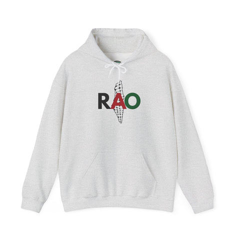 RAO Resistance Against Oppression Unisex Hoodie | Palestinian RAO & Kufya Map Graphic | Cultural Streetwear, Eco-Friendly, Comfortable Hoodie