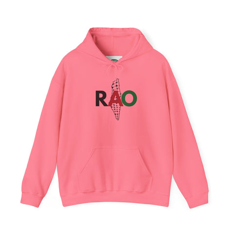 RAO Resistance Against Oppression Unisex Hoodie | Palestinian RAO & Kufya Map Graphic | Cultural Streetwear, Eco-Friendly, Comfortable Hoodie