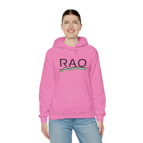 RAO Resistance Against Oppression Unisex Hoodie | Black RAO Letters with Palestinian Map & Flag Ribbon | Cultural Streetwear, Eco-Friendly Hoodie